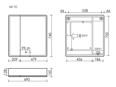 Зеркало-шкаф Sancos Mirror MI70ECH 69х15х74 настенный цвет дуб чарльстон